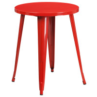 Flash Furniture CH-51080-29-RED-GG 24'' Round Metal Indoor-Outdoor Table in Red